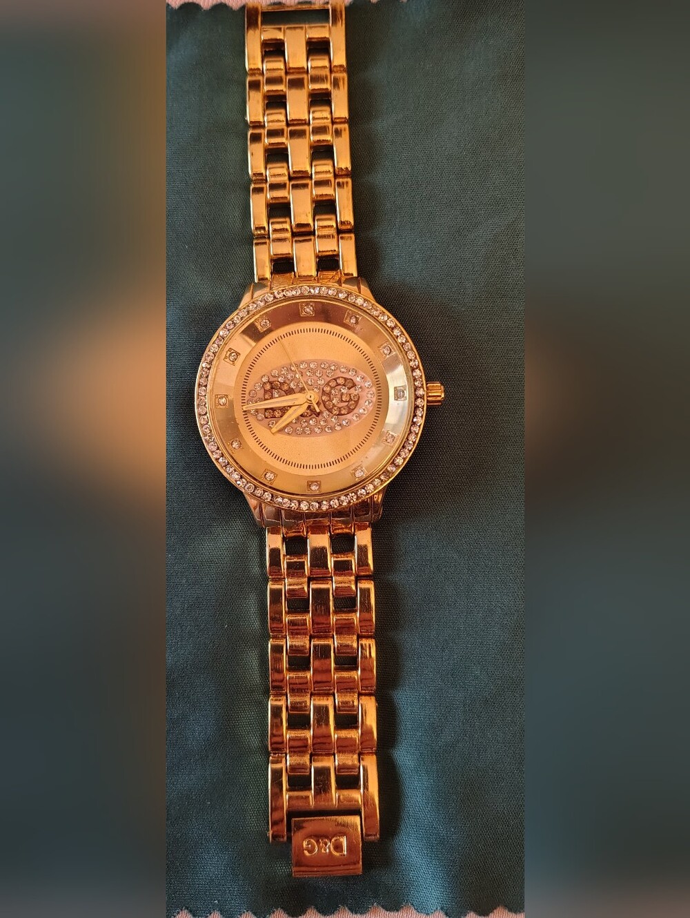 D&G Gold Crystal-Embellished Bracelet Watch